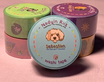 Cute Dog Washi Tape Frog Stationary Cute Washi Tape Dog Washi Tape Cavapoo Art Tape Illustration Nadlyn Riis Sebastian Fluffbutt Cavapoo