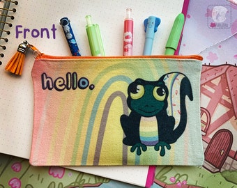 Marque-page grenouille - amateur de grenouilles ~ jolie pochette à crayons ~ jolie trousse à maquillage ~ jolie papeterie ~ Nadlyn Riis Figgy la grenouille effrayée fournitures scolaires