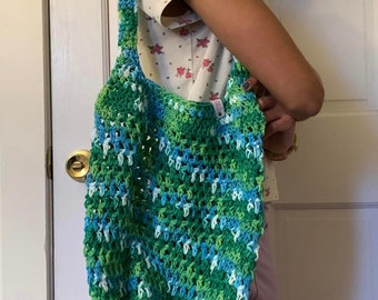 Market Bag Crochet Tote Handmade Bag Crochet Market Tote 100% Cotton Bag Reusable Bag Medium Bag Sustainable Stitches Nadlyn Riis