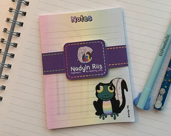 Frog Notepad Cute Frog Pad Cute Stationery Illustrated Frog Notepad Nadlyn Riis Figgy Frog Notepad Stationery Desk Pad Frog Notes Lined Pad