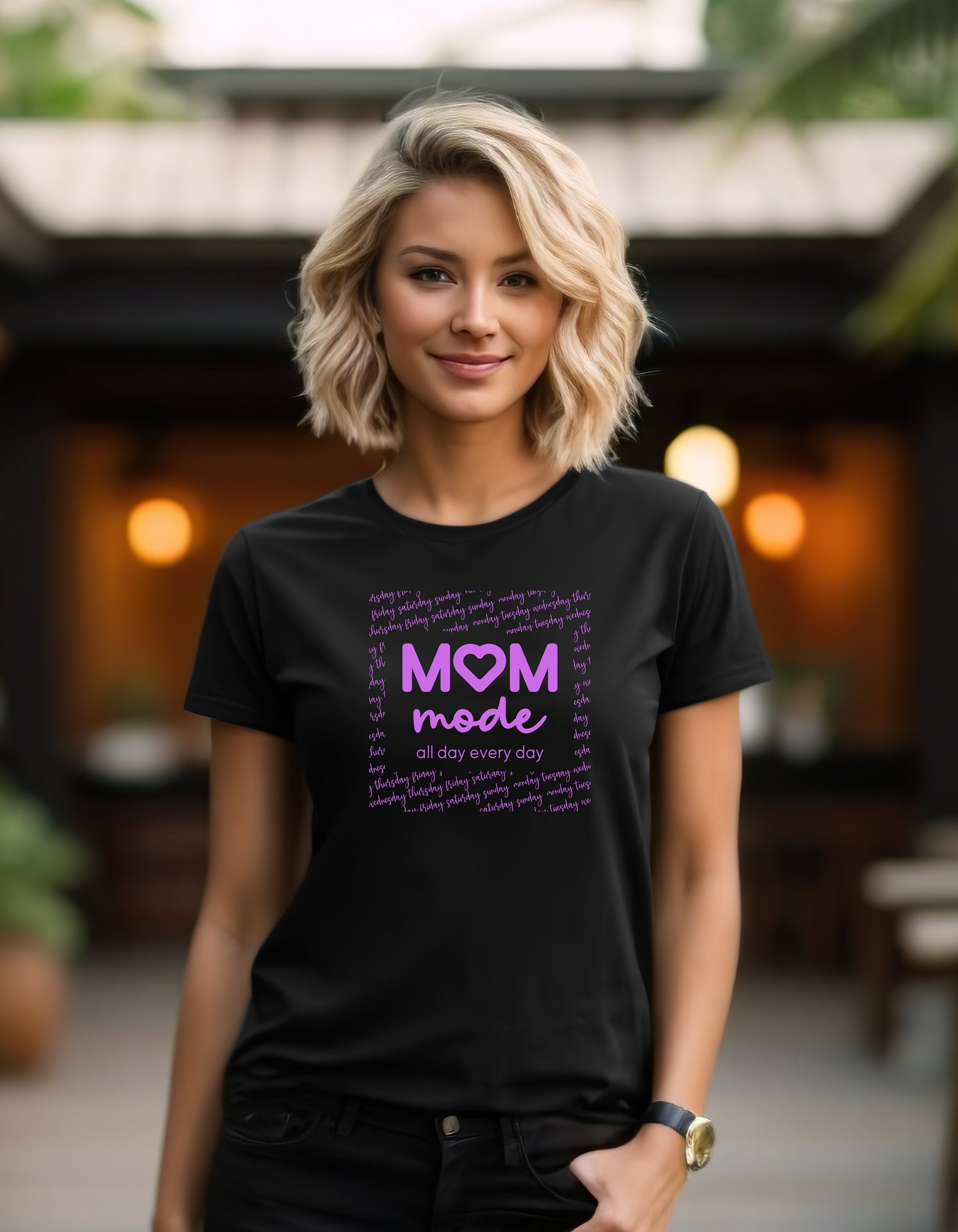 Mom Mode All Day T-Shirt, T-Shirt für den Alltag, perfektes Muttertagsgeschenk für Mütter, einzigartiges Muttertagsgeschenk, ideales Geschenk für Mama