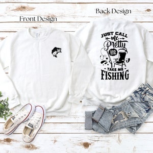 Fishing Theme Ladies Crewneck Sweatshirt