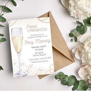 Pearls & Prosecco Bridal Shower Invitation Template