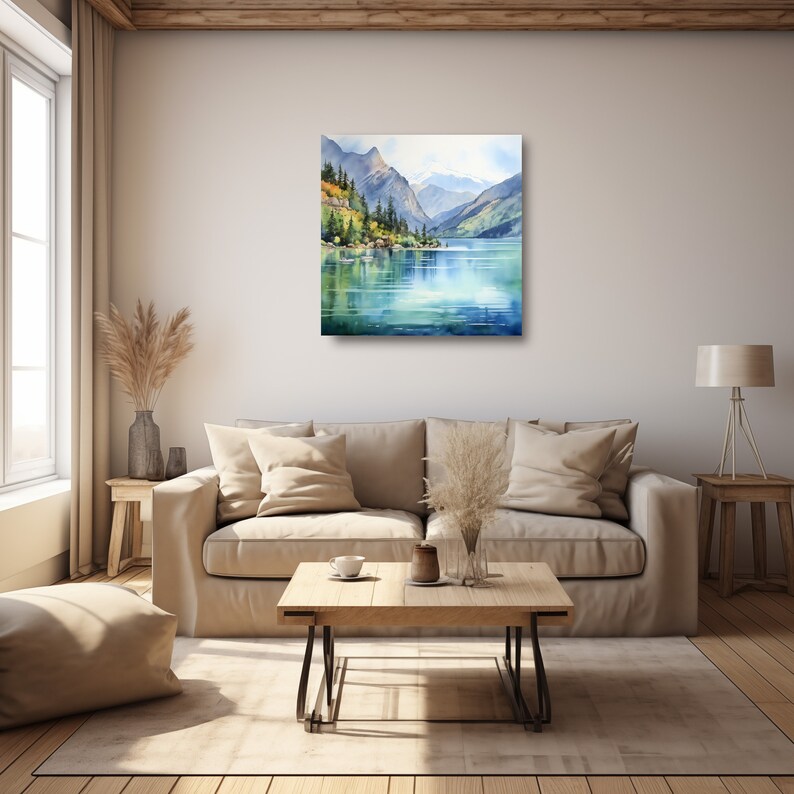 Lake Chelan WA Art Print, Watercolor, Canvas Art, Travel Print, Wall