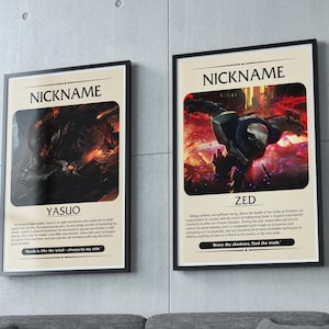 Custom League Of Legends Poster, Digital Game Poster, Lol poster, Ezreal, Yasuo Poster, Poppy, Zed, Gwen, Katarina, Talon, Gaming Poster