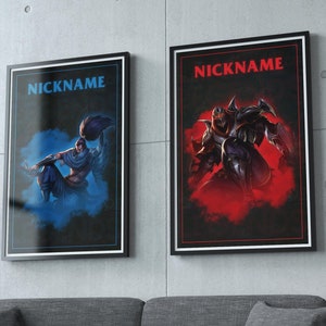 Custom League Of Legends Poster, Digital Game Poster, Lol poster, Ezreal, Yasuo Poster, Poppy, Zed, Gwen, Katarina, Talon, Gaming Poster