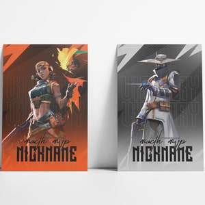 Valorant custom poster, Valorant Personalized, Valorant Fade poster, Reyna, Jett, Killjoy, Valorant art, Viper, Raze, Gaming poster, Tejo
