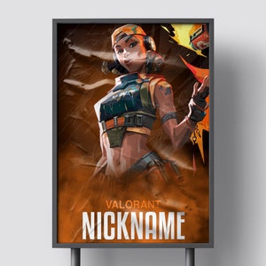 Valorant custom poster, Valorant Personalized, Valorant Fade poster, Reyna, Jett, Killjoy, Valorant art, Viper, Raze, Gaming poster, Tejo