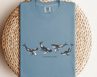 comfort colors® whale shirt ocean inspired style mermaidcore ocean animal shirt humpback whale shirts
