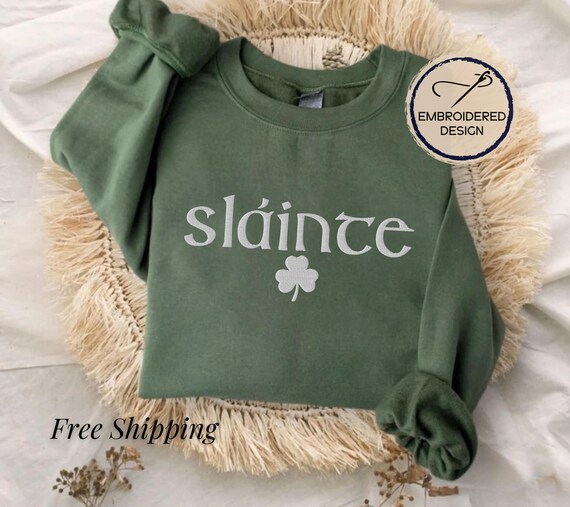 Embroidered St Patricks Day Sweatshirt Shamrock Sweatshirt Cheers Sweatshirt St Patricks Sweater St Paddys Day Shirt Lucky Irish Sweatshirt