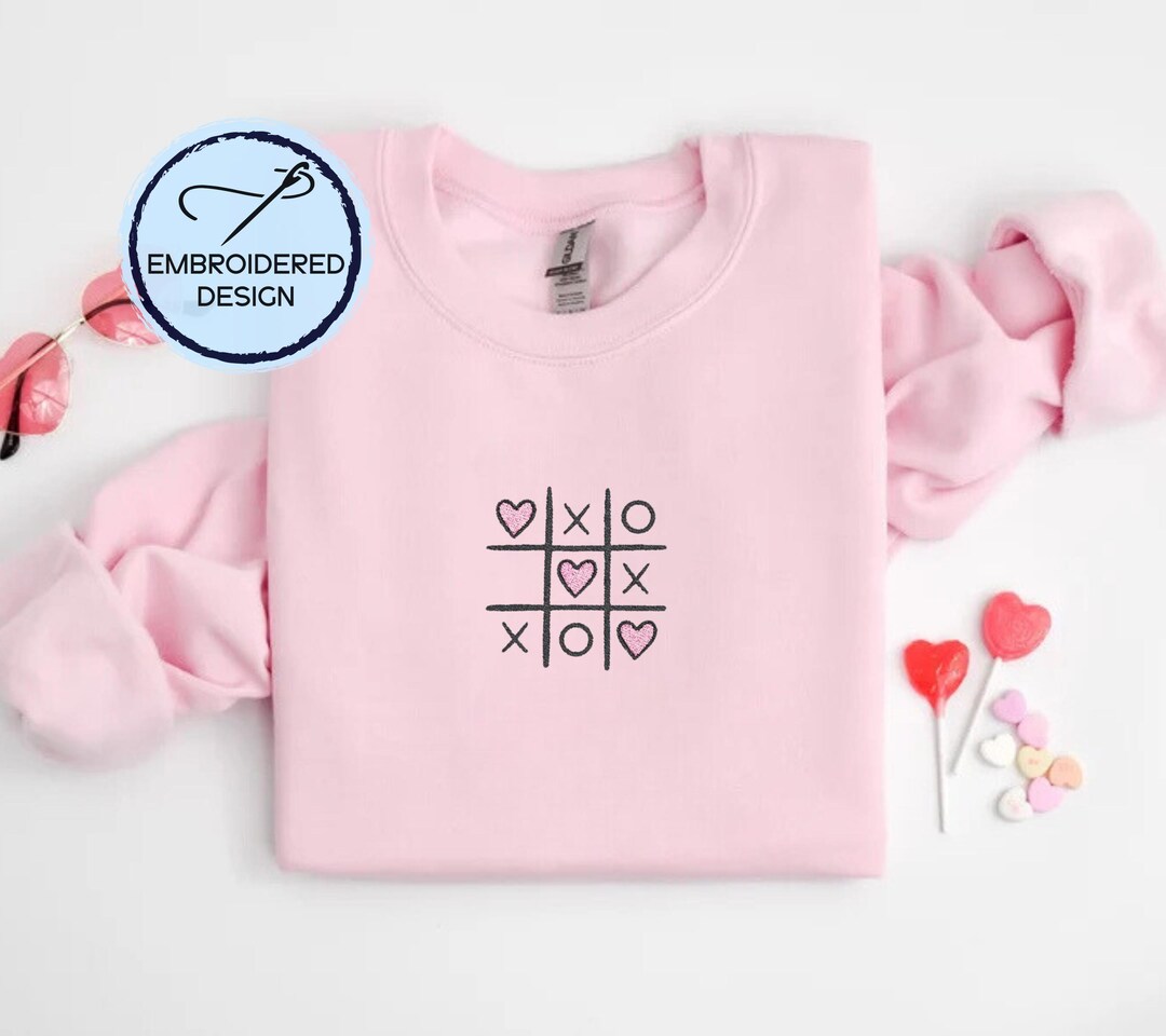 Valentines XOXO Embroidered Puff Sleeve Sweater Te