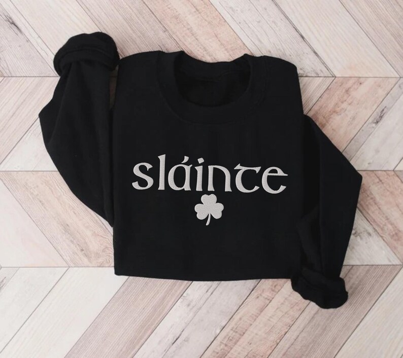 Embroidered St Patricks Day Sweatshirt Shamrock Sweatshirt Cheers Sweatshirt St Patricks Sweater St Paddys Day Shirt Lucky Irish Sweatshirt Black