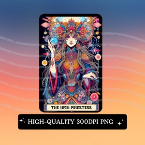 Carta del tarot png la suma sacerdotisa diseño de sublimación tendencia popular ahora png camiseta colorida png digital brujería