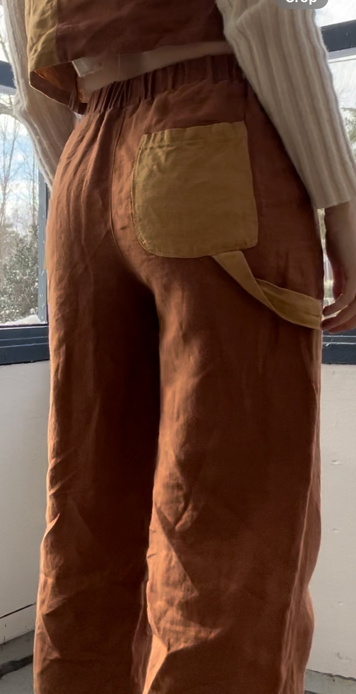 Two-toned Linen Cropped Pants - Etsy
