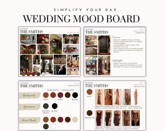 Wedding Mood Board, Wedding Mood Board Template, Wedding Organizer Template, Design Guide, Canva Template, Digital Planner, Digital Download