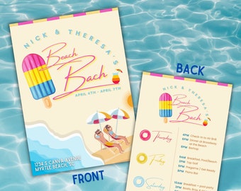 Joint Bachelor and Bachelorette Party, Editable Itinerary, Couples Bachelorette Party Invite, Beach Bachelorette, Joint Party Invite, Canva
