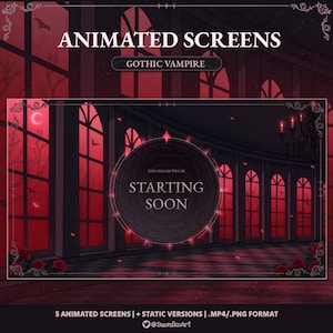 Gothic Vampire Animated Screens | Stream screens | Dark | Twitch | Youtube | Gamer Overlay | Red Rose | Gothic | Animated Stream Screen