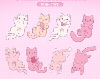Cute Pink Cats | Stream Decoration | Vtuber Assets | Kitty | Cat | Twitch | Youtube | Cute Aesthetic | Overlay | Decals