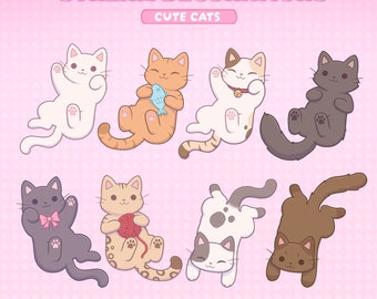 Cute Cats | Stream Decoration | Vtuber Assets | Kitty | Cat | Twitch | Youtube | Cozy Lofi | Cute Aesthetic | Overlay | Decals