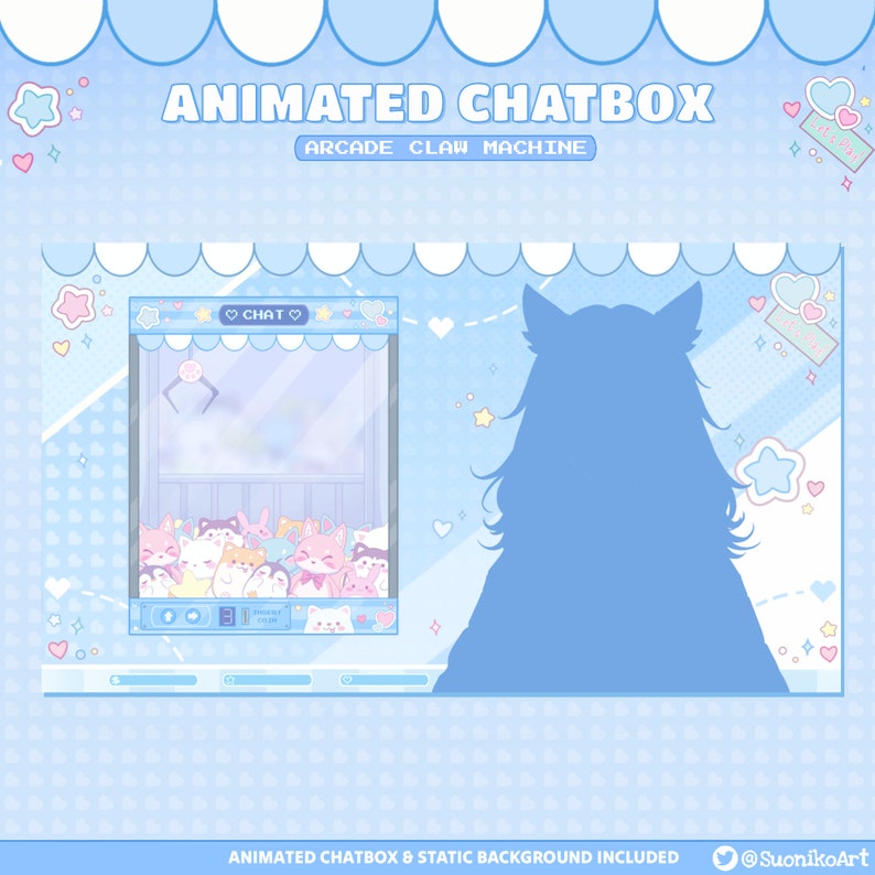 Animated Chatbox - Cute Arcade Claw Machine | Stream Overlay | Stream ...