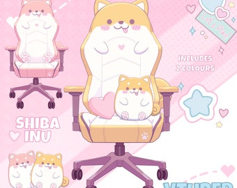 Cute Shiba Inu Vtuber Gaming Chairs | Vtuber Assets | Dog | Twitch | Youtube | Stream Decoration