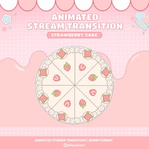 ストロベリーケーキのスティンガートランジション | ピンクの Twitch スティンガートランジション | アニメーションオーバーレイ | ピンク | かわいい美学 | ストリーマー | Youtube | OBS