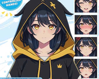 PNGTuber Chica Pingüino con 7 expresiones para streaming / Veadotube / Modelo 2D prefabricado / PNGtuber femenina animada / Twitch / YouTube