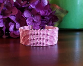 Pretty Pink Bracelet, Handmade Loom Beaded Bracelet