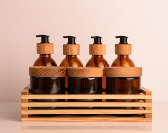 Eco-friendly kitchen set "Universal No. 1": glass containers and wooden elements made of ash