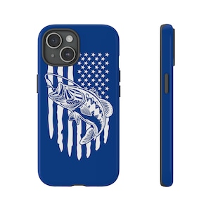 Handyhülle, Fischer, amerikanische Flagge, Bass Fischen, Tough Phone Case, iPhone 15 14 13 Pro Plus Pro Max Mini, iPhone 8+, Google Pixel 7 6