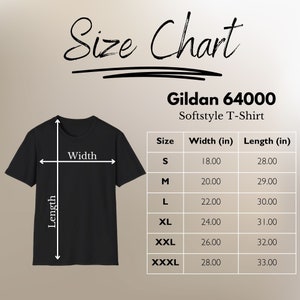 Gildan 64000 Size Chart, Gildan 64000 Shirt Size Guide, Gildan Mockup, Gildan 64000 T-shirt Size Guide