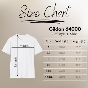 Gildan 64000 Size Chart, Gildan 64000 Shirt Size Guide, Gildan Mockup, Gildan 64000 T-shirt Size Guide