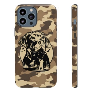 Camo Phone Case, Duck Camo, Hunting Dog, Tough Case, iPhone 15 14 13 Pro Plus Pro Max Mini Samsung Galaxy, S23 22 21 20 Plus Ultra, Pixel