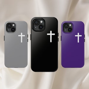 iPhone Case, Cross, Religious Phone Case, Christian Phone Case, Black Gray Purple Phone Case iPhone 15 14 13 12 11 Pro Plus Pro Max