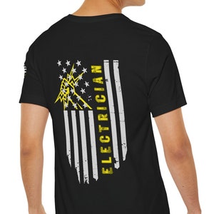 Electrician Thunderbolt Tee American Shirt Blue Collar Proud TShirt Sparky T-Shirt Construction Worker T Gift for Electrician Gift for Dad