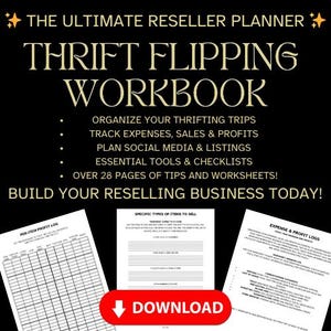 Thrift Flipping Workbook Reseller Planner Vintage Reselling Guide Thrift Store Business Organizer Printable Small Business Journal