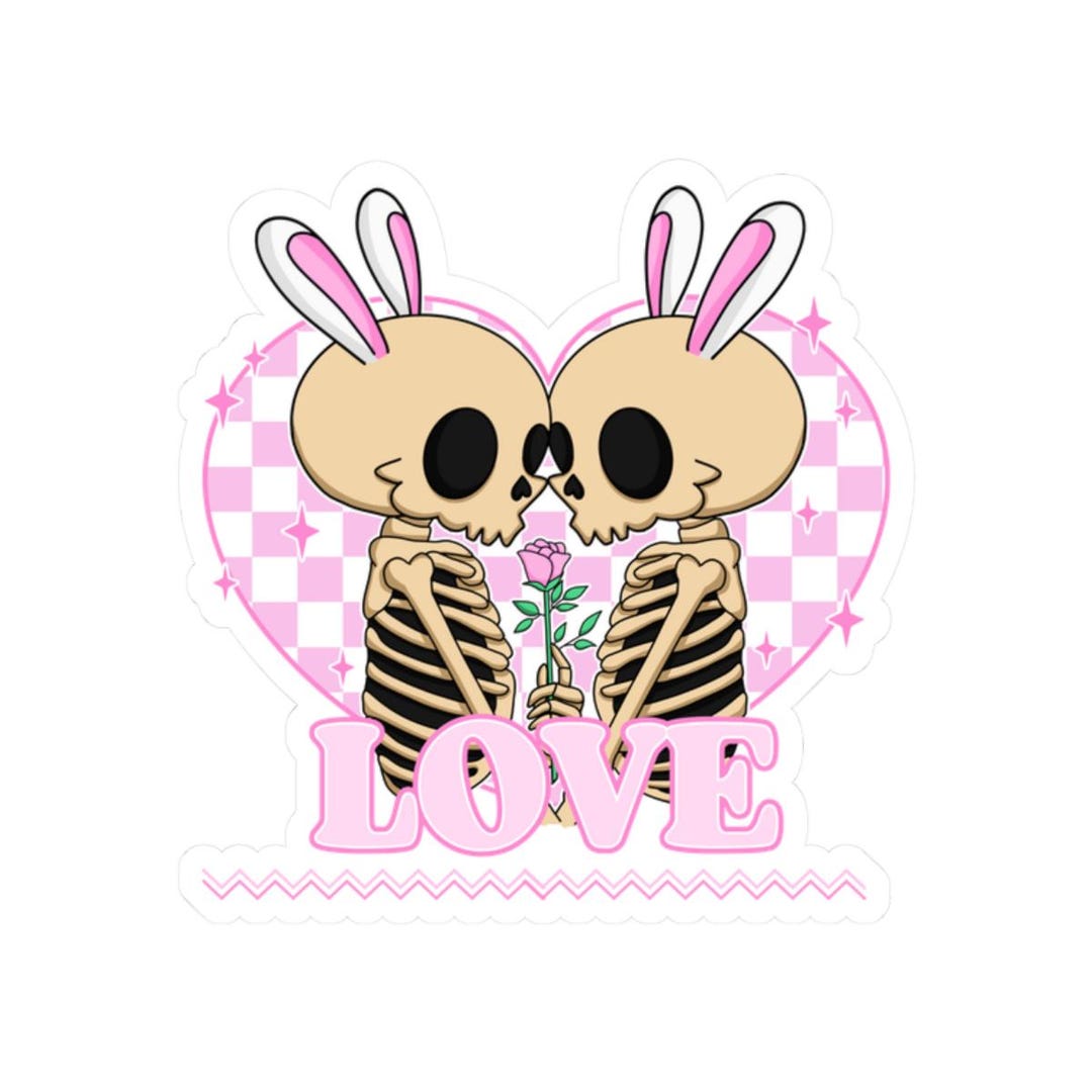 Skeleton Sticker Gothic Bunny Skeletons Love Vinyl Decal Quirky ...