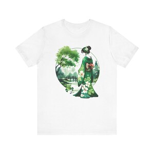Geisha T-Shirt Japanese Garden Luck Themed Tee Japanese Kimono TShirt Good Luck Shirt St Patty Day Shirt Idea Japanese Girl T Shirt