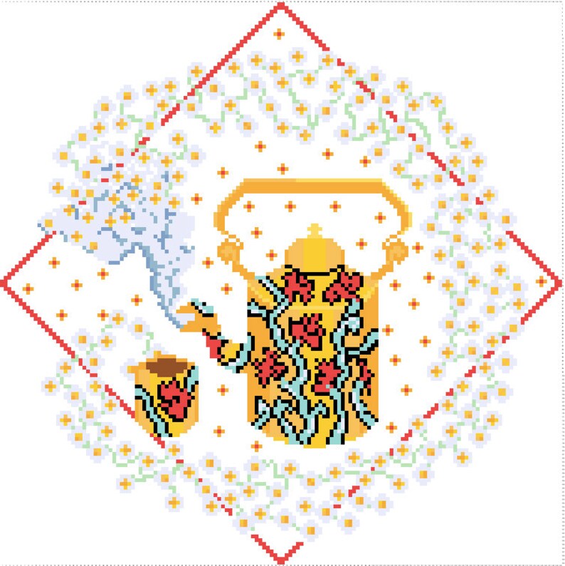 Teapot Dream Cross Stitch Pattern Etsy