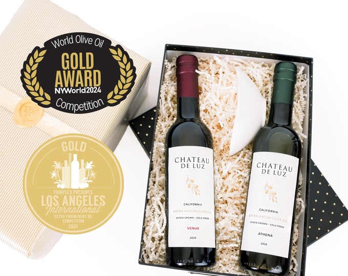 California Extra Virgin Olive Oil - 2023 Harvest - 2 Bottles Degustation Gift Set - Award Winning - Gift for foodies - Personalized Message