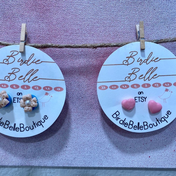 stud earrings flower stud heart earrings pink earrings for child gift for teen girl birthday gift friend  jewelry mothers day jewelry