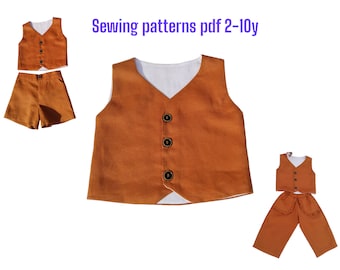 Patrón de costura de chaleco infantil (PDF): Tallas 2-10 años