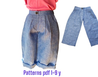 Patrón de costura para pantalón unisex: Pantalones elegantes para niños, tallas 1 a 9 años (patrón en PDF)