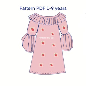 Adorable Girls Dress PDF Sewing Pattern - Sizes 1-9 Years, dress pdf sewing pattern, girls dress pattern, girls dress sewing pattern, sew
