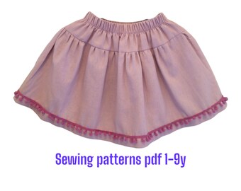 Patrón de falda para niñas: Tallas 1 a 9 años (PDF descargable)
