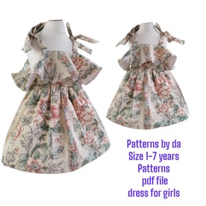 Adorable Girls Dress Sewing Pattern, PDF for Sizes 1-7 Years, dress pdf sewing pattern, girls dress pattern, girls dress sewing pattern.