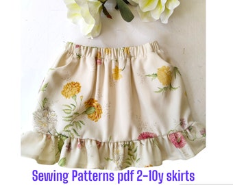 Patrón de falda para niñas: Tallas 2 a 10 años (Descarga instantánea en PDF)