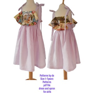 dress pdf sewing pattern, girls dress pattern, girls dress sewing pattern, pattern girls dress, sewing pattern dress for girls 1-7 years.