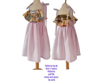 Patrón de costura para vestido de niña: Tallas 1 a 7 años (Patrón PDF)