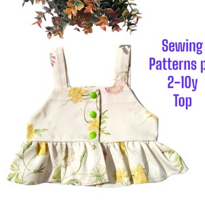 Girls Top PDF Sewing Pattern Sizes 2-10 | Cute Top PDF Pattern | Easy Kids Sewing Project.